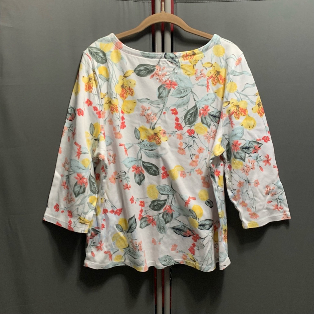 B19 Women's Charter Club Shirt, XXL, White Floral Y2K - Picture 5 of 6